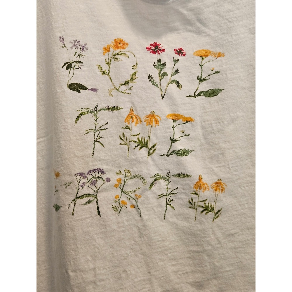 Anthropologie Lauren Filzenger Love The Earth Floral Graphic Tee White Small